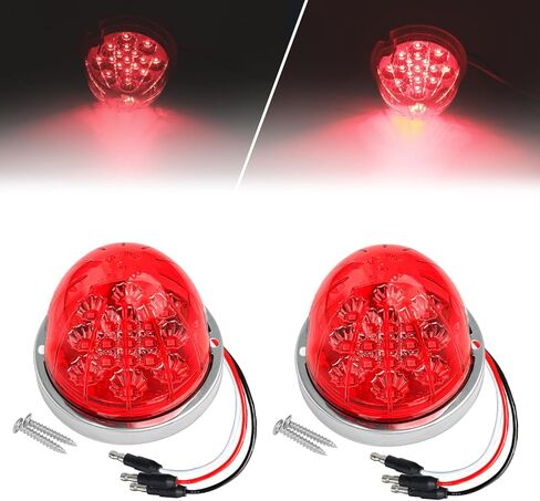 قطعتان من أضواء LED البطيخ العنبر، علامة مزدوجة الوظيفة منخفضة/عالية مع إطار من الفولاذ المقاوم للصدأ، ضوء خلوص جانبي 12 فولت لـ Freightliner، Kenworth، Peterbilt in Kuwait