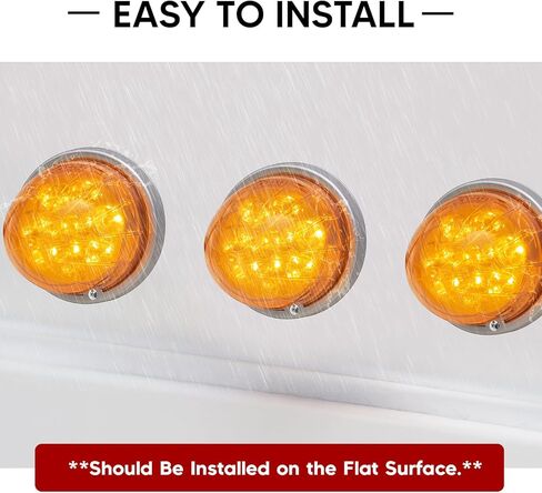 قطعتان من أضواء LED البطيخ العنبر، علامة مزدوجة الوظيفة منخفضة/عالية مع إطار من الفولاذ المقاوم للصدأ، ضوء خلوص جانبي 12 فولت لـ Freightliner، Kenworth، Peterbilt in Kuwait