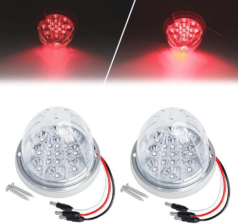 قطعتان من أضواء LED البطيخ العنبر، علامة مزدوجة الوظيفة منخفضة/عالية مع إطار من الفولاذ المقاوم للصدأ، ضوء خلوص جانبي 12 فولت لـ Freightliner، Kenworth، Peterbilt in Kuwait