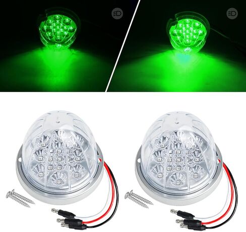 قطعتان من أضواء LED البطيخ العنبر، علامة مزدوجة الوظيفة منخفضة/عالية مع إطار من الفولاذ المقاوم للصدأ، ضوء خلوص جانبي 12 فولت لـ Freightliner، Kenworth، Peterbilt in Kuwait