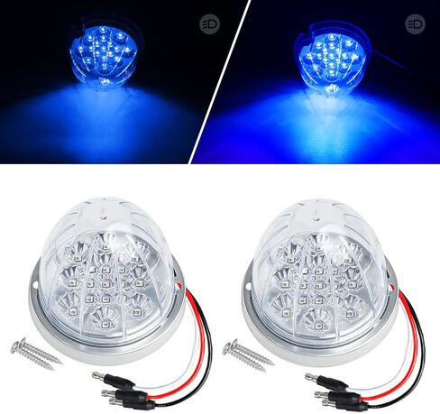قطعتان من أضواء LED البطيخ العنبر، علامة مزدوجة الوظيفة منخفضة/عالية مع إطار من الفولاذ المقاوم للصدأ، ضوء خلوص جانبي 12 فولت لـ Freightliner، Kenworth، Peterbilt in Kuwait