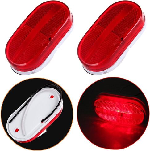 Oblong Trailer Red Side Marker Clearance Lights Sealed Surface Mount with Reflex Lens Replacement fit for Camper Boat (2 pcs) in Saudi Arabia