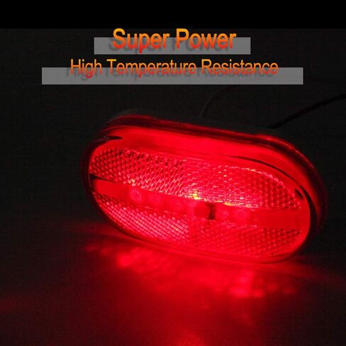 Oblong Trailer Red Side Marker Clearance Lights Sealed Surface Mount with Reflex Lens Replacement fit for Camper Boat (2 pcs) in Saudi Arabia