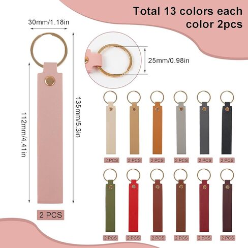 26 Pcs Leather Keychain Blanks Laser Engraving Keychains Blanks Tags with Key Rings for DIY Key Chains Craft 13 Colors in Saudi Arabia