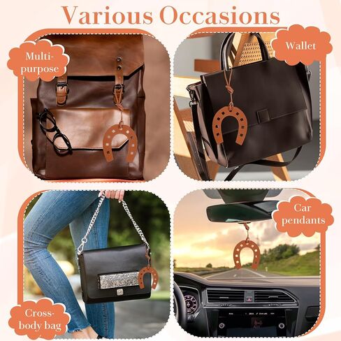 Horseshoe Purse Charm for Women, Brown Leather Keychain Bag Pendant, Lucky Western Charm for Handbags, Tote & Backpack, Trendy Y2K Accessory in Saudi Arabia
