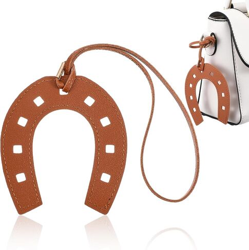 Horseshoe Purse Charm for Women, Brown Leather Keychain Bag Pendant, Lucky Western Charm for Handbags, Tote & Backpack, Trendy Y2K Accessory in Saudi Arabia