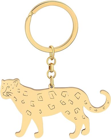 Stainless Steel Leopard Cheetah Keychains Animals Car Keyring Gifts for Women Girls Charms in Saudi Arabia