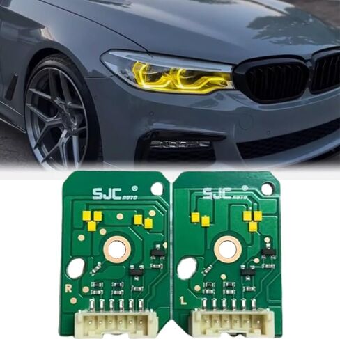 Pre-LCI CSL Style Lemon Yellow Daytime Running Light LED Modules Set DRL Chips Fit For BMW 5 Series 2018 2019 2020 G30 G38 530e 540i F90 M5 G31 G32 GT F90 Only For USA Spec Full Led Headlight in Saudi Arabia