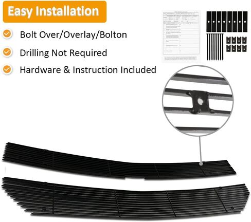 مجموعة إدراج الشبكة الأمامية المصقولة المتوافقة مع 2016-2018 Chevy Silverado 1500 (16 17 18 Silverado 1500) و2019 Silverado 1500 LD من الألومنيوم الرئيسي العلوي للشواية على النمط in Kuwait