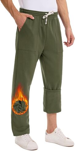 Men's Winter Fleece Lined Sweatpants Straight Leg Open Bottom Jogger Sweat Pants with Pockets in Saudi Arabia