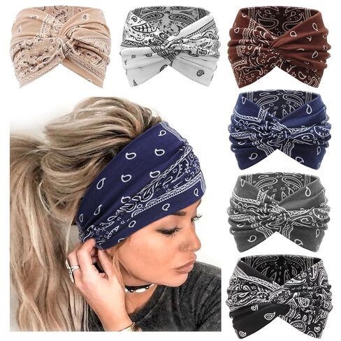 Extra Wide Headbands for Women Large Turban Headband Non Slip Boho Elastic Hairband Hair Twisted Knot Head Bands Accessories in Saudi Arabia