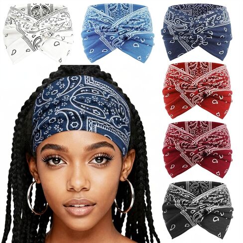 Extra Wide Headbands for Women Large Turban Headband Non Slip Boho Elastic Hairband Hair Twisted Knot Head Bands Accessories in Saudi Arabia