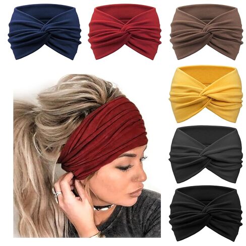 Extra Wide Headbands for Women Large Turban Headband Non Slip Boho Elastic Hairband Hair Twisted Knot Head Bands Accessories in Saudi Arabia