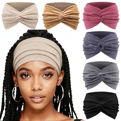 Extra Wide Headbands for Women Large Turban Headband Non Slip Boho Elastic Hairband Hair Twisted Knot Head Bands Accessories in Saudi Arabia