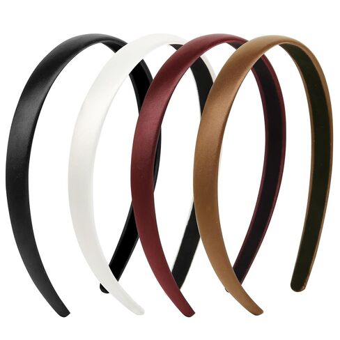 Headbands for Women Non Slip Thin Satin Hairbands Trendy Headband for Women's Hair Cute Vintage Hair Accessories 4 PCS in Kuwait