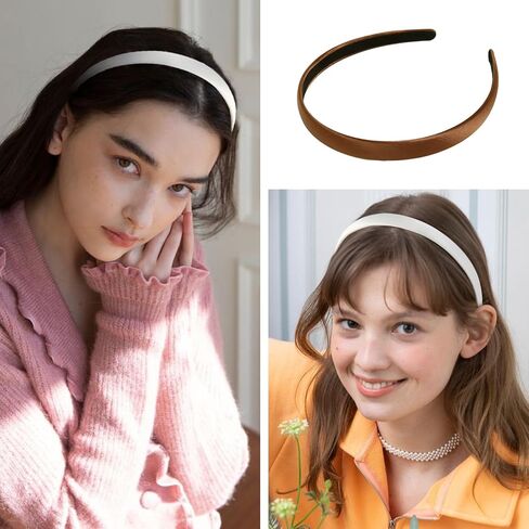 Headbands for Women Non Slip Thin Satin Hairbands Trendy Headband for Women's Hair Cute Vintage Hair Accessories 4 PCS in Kuwait