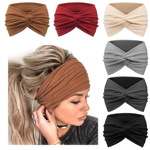 Extra Wide Headbands for Women Large Turban Headband Non Slip Boho Elastic Hairband Hair Twisted Knot Head Bands Accessories in Saudi Arabia