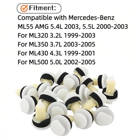 20 قطعة مشبك لوحة باب الكسوة متوافق مع مرسيدس بن ML430 ML55 ML320 ML350 ML500 1998-2005 استبدال 1639881678 A1639881678 in Kuwait
