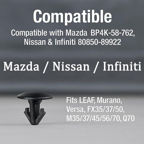 BP4K-58-762 80850-89922 مشبك الاحتفاظ بشريط السير الوقائي 50 قطعة لمازدا نيسان إنفينيتي مشبك ختم الباب العلوي مثبت شريط الطقس العلوي يناسب أوراق مورانو فيرسا FX35 FX37 FX50 M35 M37 M45 M56 M70 Q70 in Kuwait