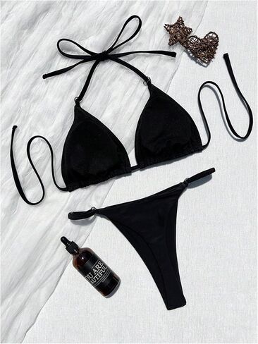 SHENHE Women's Sexy Thong Bikini Set Triangle Halter Heart Ring Brazilian Swimsuits 2 Piece in Saudi Arabia