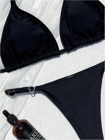 SHENHE Women's Sexy Thong Bikini Set Triangle Halter Heart Ring Brazilian Swimsuits 2 Piece in Saudi Arabia