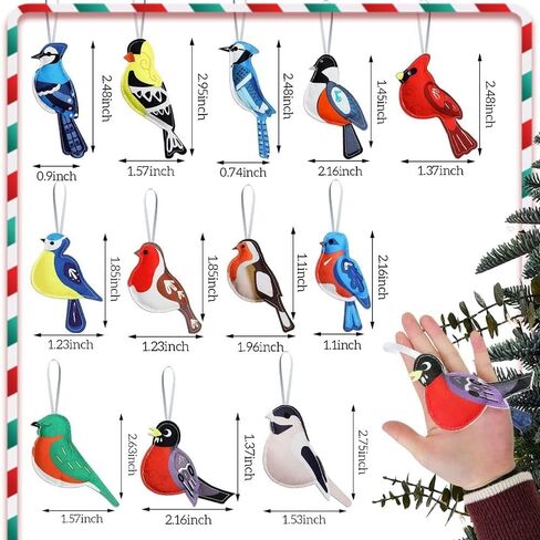 12 Pack Tropical Party Decorations Cardinal Birds Felt Ornaments for Spring Tree Decor 3D Woodpecker Goldfinch Hanging Ornaments Easter Decor for Hawaiian Summer Beach Luau Parties (Multicolor) in Kuwait