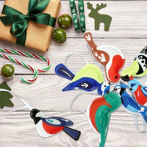 12 Pack Tropical Party Decorations Cardinal Birds Felt Ornaments for Spring Tree Decor 3D Woodpecker Goldfinch Hanging Ornaments Easter Decor for Hawaiian Summer Beach Luau Parties (Multicolor) in Kuwait