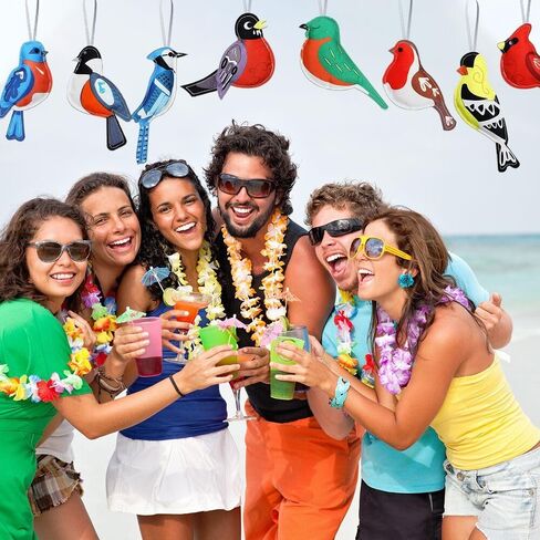 12 Pack Tropical Party Decorations Cardinal Birds Felt Ornaments for Spring Tree Decor 3D Woodpecker Goldfinch Hanging Ornaments Easter Decor for Hawaiian Summer Beach Luau Parties (Multicolor) in Kuwait