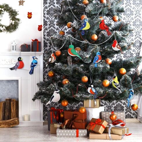 12 Pack Tropical Party Decorations Cardinal Birds Felt Ornaments for Spring Tree Decor 3D Woodpecker Goldfinch Hanging Ornaments Easter Decor for Hawaiian Summer Beach Luau Parties (Multicolor) in Kuwait