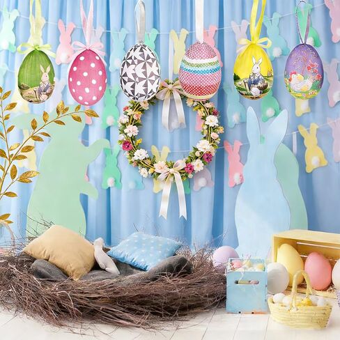 24 قطعة من زخارف بيض عيد الفصح المعلقة، زخارف شجرة عيد الفصح، زينة بيض على الطراز العتيق لشجرة الربيع E Aster الصغيرة ديكورات المنزل والحرف اليدوية in Kuwait