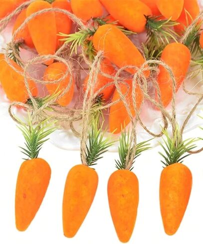 Easter Carrot Ornaments, 6PCS Flocked Soft Carrot Decorations for Easter Decor, Bunny Props, Spring Party Supplies, Home and Festive Decor in Saudi Arabia