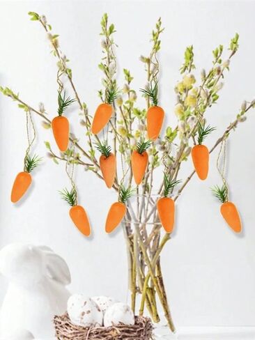Easter Carrot Ornaments, 6PCS Flocked Soft Carrot Decorations for Easter Decor, Bunny Props, Spring Party Supplies, Home and Festive Decor in Saudi Arabia