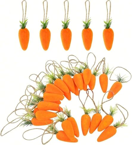 Easter Carrot Ornaments, 6PCS Flocked Soft Carrot Decorations for Easter Decor, Bunny Props, Spring Party Supplies, Home and Festive Decor in Saudi Arabia