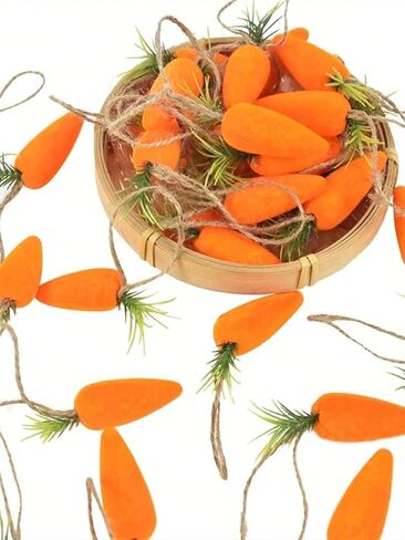 Easter Carrot Ornaments, 6PCS Flocked Soft Carrot Decorations for Easter Decor, Bunny Props, Spring Party Supplies, Home and Festive Decor in Saudi Arabia
