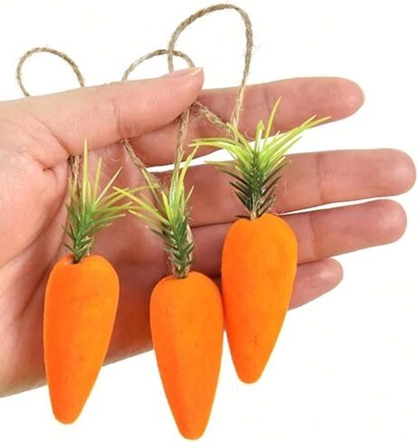 Easter Carrot Ornaments, 6PCS Flocked Soft Carrot Decorations for Easter Decor, Bunny Props, Spring Party Supplies, Home and Festive Decor in Saudi Arabia