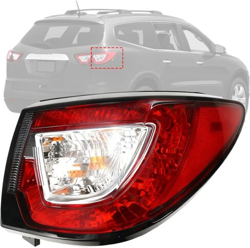 Flecto Tail Light Assembly Outer Right Passenger Side Compatible with Chevrolet Traverse 2013-2017 Rear Halogen Brake Lamp Replacement 84266020 23301757 GM2805112 Body Mounted in Saudi Arabia
