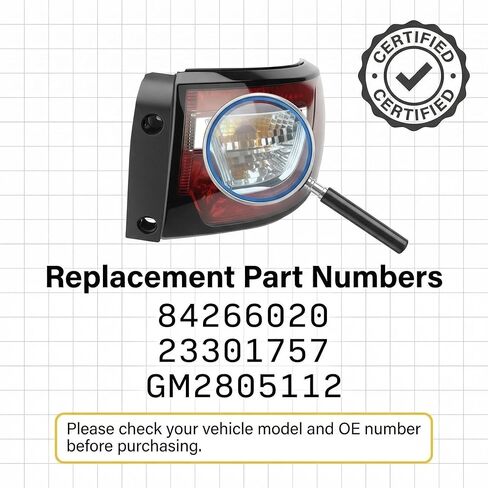 Flecto Tail Light Assembly Outer Right Passenger Side Compatible with Chevrolet Traverse 2013-2017 Rear Halogen Brake Lamp Replacement 84266020 23301757 GM2805112 Body Mounted in Saudi Arabia