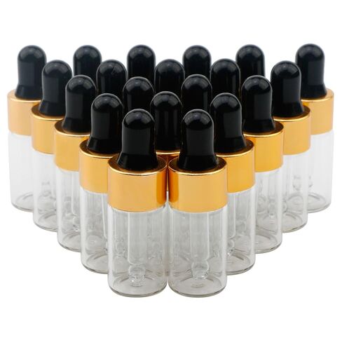 20Pcs 3ml Mini Dropper Bottle Clear Glass Multi-function Essential Oil Dropper Bottles Empty Eye Dropper Bottle with Aluminum Cap Reagent Drop Pipette Bottle in Kuwait