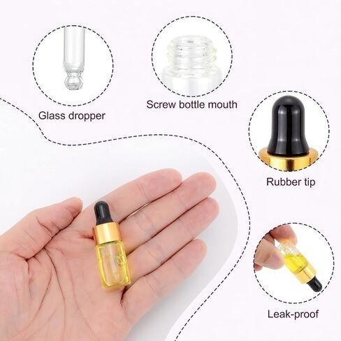 20Pcs 3ml Mini Dropper Bottle Clear Glass Multi-function Essential Oil Dropper Bottles Empty Eye Dropper Bottle with Aluminum Cap Reagent Drop Pipette Bottle in Kuwait