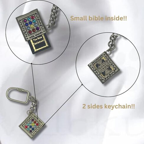 Keychain 12 Tribes Breastplate with Mini New Testament & Psalms - Religious Key Chain from Holy Land with Jerusalem Cross - Durable Metal Christian Accessory in Kuwait