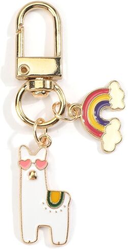 Llama Keychain,Alpaca Keychain with Rainbow Charm,Llama Bag Charm for Handbag Women Daughter Birthday Christmas in Saudi Arabia