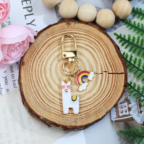 Llama Keychain,Alpaca Keychain with Rainbow Charm,Llama Bag Charm for Handbag Women Daughter Birthday Christmas in Saudi Arabia