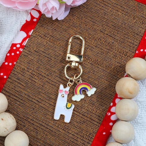 Llama Keychain,Alpaca Keychain with Rainbow Charm,Llama Bag Charm for Handbag Women Daughter Birthday Christmas in Saudi Arabia