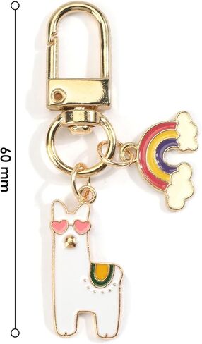 Llama Keychain,Alpaca Keychain with Rainbow Charm,Llama Bag Charm for Handbag Women Daughter Birthday Christmas in Saudi Arabia