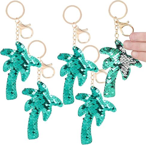 RhinestoneSash Tropical Keychain Bulk - SET OF 5: Green Sequin Palm Tree Keychain - Margs and Matrimony Bachelorette Party Favors in Saudi Arabia