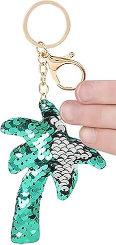 RhinestoneSash Tropical Keychain Bulk - SET OF 5: Green Sequin Palm Tree Keychain - Margs and Matrimony Bachelorette Party Favors in Saudi Arabia