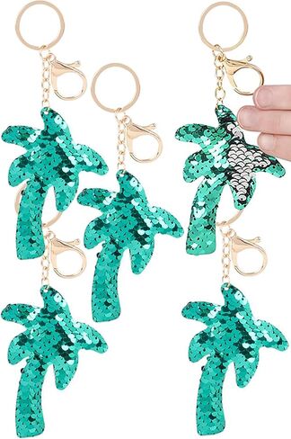RhinestoneSash Tropical Keychain Bulk - SET OF 5: Green Sequin Palm Tree Keychain - Margs and Matrimony Bachelorette Party Favors in Saudi Arabia