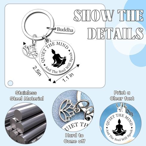 Yoga Gifts for Women Meditation Gifts for Women Yoga Instructor Gift Pilates Gift for Her Spiritual Zen Meditation Yogis Accessories for People with Anxiety keychain Lotus Jewelry Buddhist Present in Kuwait