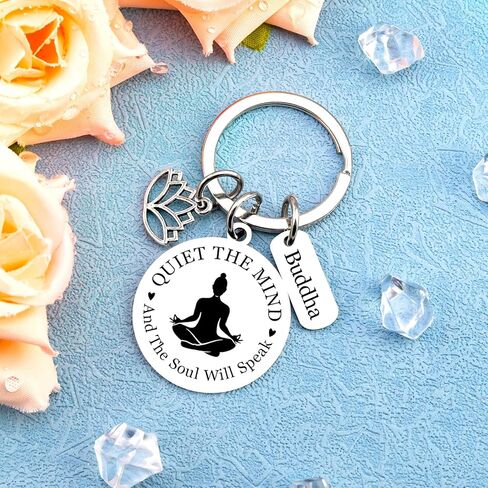 Yoga Gifts for Women Meditation Gifts for Women Yoga Instructor Gift Pilates Gift for Her Spiritual Zen Meditation Yogis Accessories for People with Anxiety keychain Lotus Jewelry Buddhist Present in Kuwait