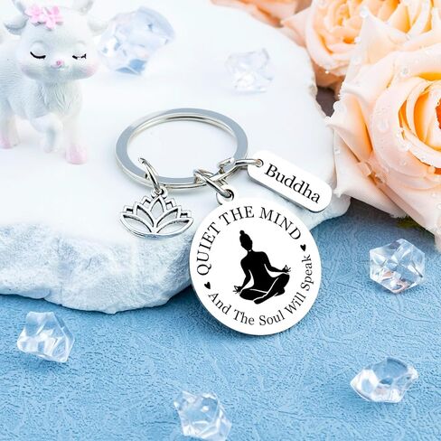 Yoga Gifts for Women Meditation Gifts for Women Yoga Instructor Gift Pilates Gift for Her Spiritual Zen Meditation Yogis Accessories for People with Anxiety keychain Lotus Jewelry Buddhist Present in Kuwait
